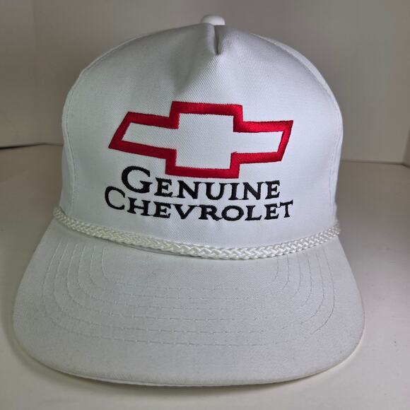 Vintage Chevrolet Genuine Chevy Logo Rope Snapback Hat White Red YoungAn OSFA - Picture 1 of 10
